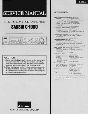 Service Manual-Anleitung für Sansui C-1000 