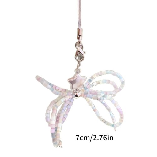 Delicate Star Pendant Hangers Decoration Mobile Phone Holder with Beaded Bowknot - Zdjęcie 8 z 8