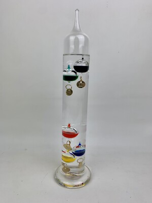 Vintage Galileo Glass Tube Scientific Thermometer 13'' Floating Multi Color Balls