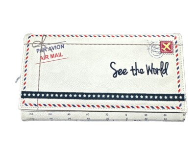 Miamica File Fly Travel Organizer Tickets  ''See the World'' Map Passport Air Mail