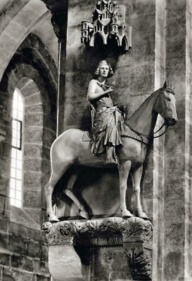 AK Pferd Foto weiß Arbeitstier Säugetier Stil Statue Kunst AA12999