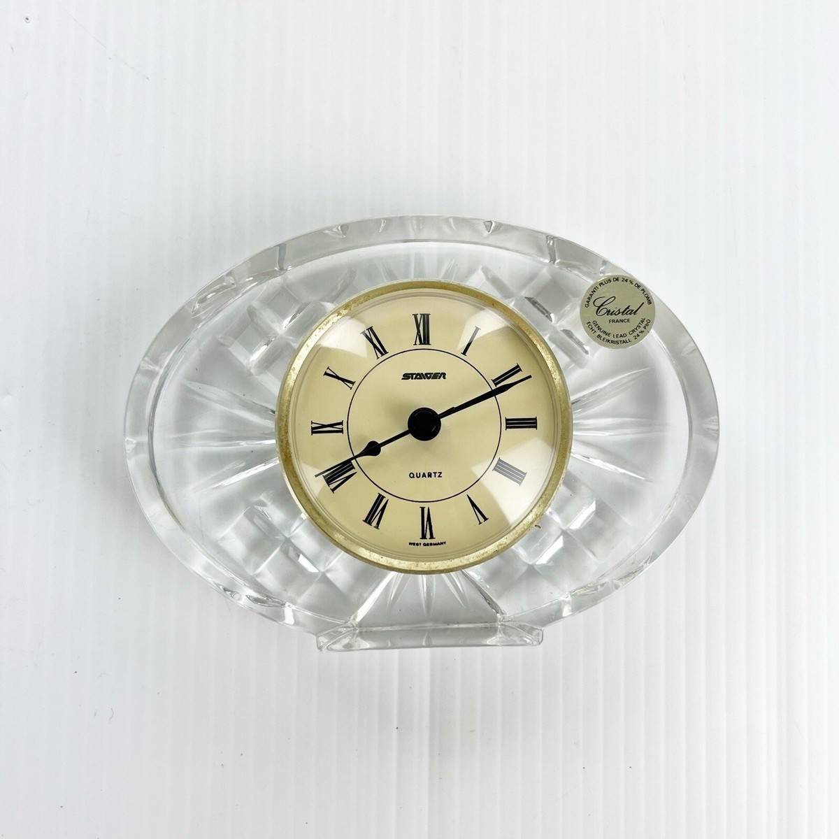 Vintage Staiger Quartz Cristal France 24% Lead Crystal Clock AS IS