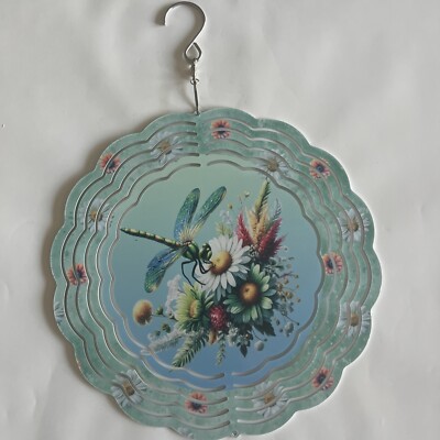Hanging Wind Spinner  8'' 3D Hummingbird Floral Flowers Handmade