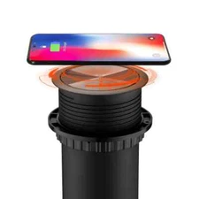 Link2Home 2-Outlets Automatic Pop Up Socket w/10-Watt Induction Wireless Charger