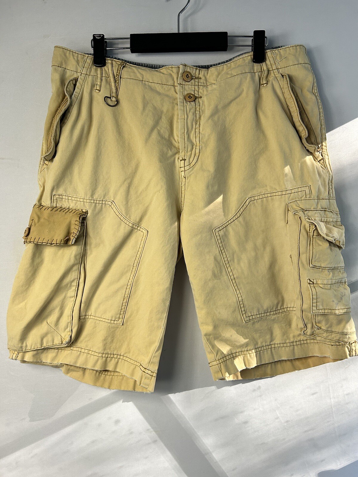 FILA Pantaloncini Strivers Row 774 Cargo Khaki Pelle Sopravvivenza Bushcraft Street 36 Y2K