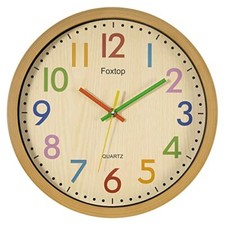 Foxtop Silent Wall Clock Operated Decorative Clock Children Living Room Bedroom