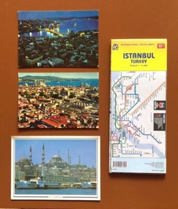 Excellent Travel Map, Postcards for Istanbul, Turkey