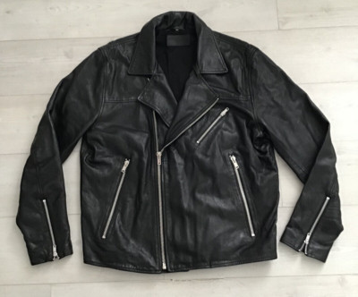 Levi's Made & Crafted italienische Leder Biker Motorrad Jacke - schwarz - Größe 3 / Large