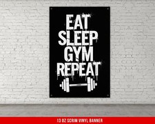 Motivational Gym Banner - Eat Sleep Gym Repeat Vinyl Decor