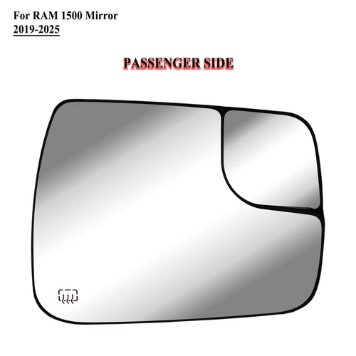 Passenger Right Side Door Mirror Glass Heat with Plate for 2019 to 2025 RAM 1500