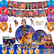 87Pcs COCO Party Supplies Birthday Decoration Set Balloons Cake Toppers Backdrop