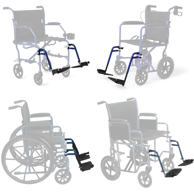 Wheelchair Footrest With Heel Loops Black for Standard Wheelchairs for