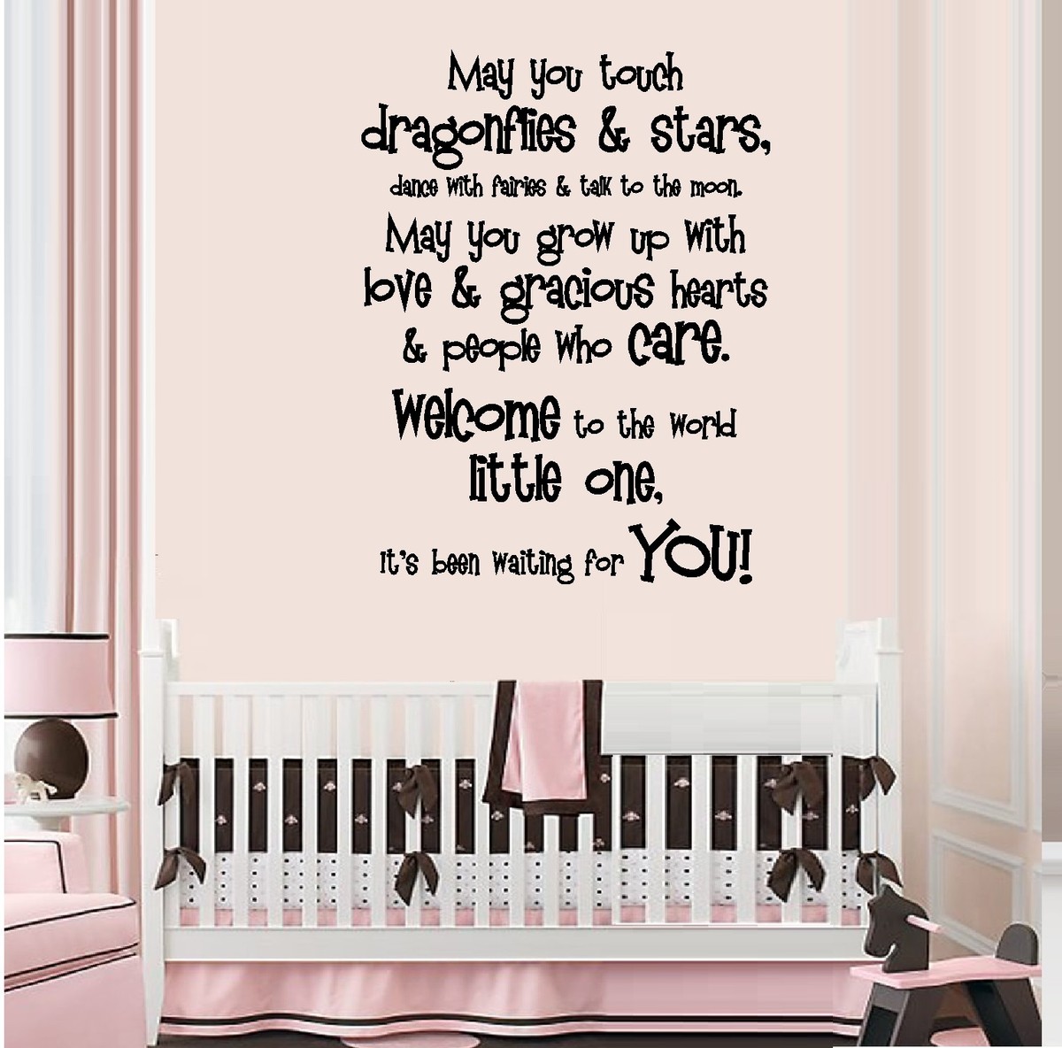 "May You Touch Dragonflies And Stars" Nursery Wall Decal - Custom Color, Removable Matte Vinyl, Easy To Apply