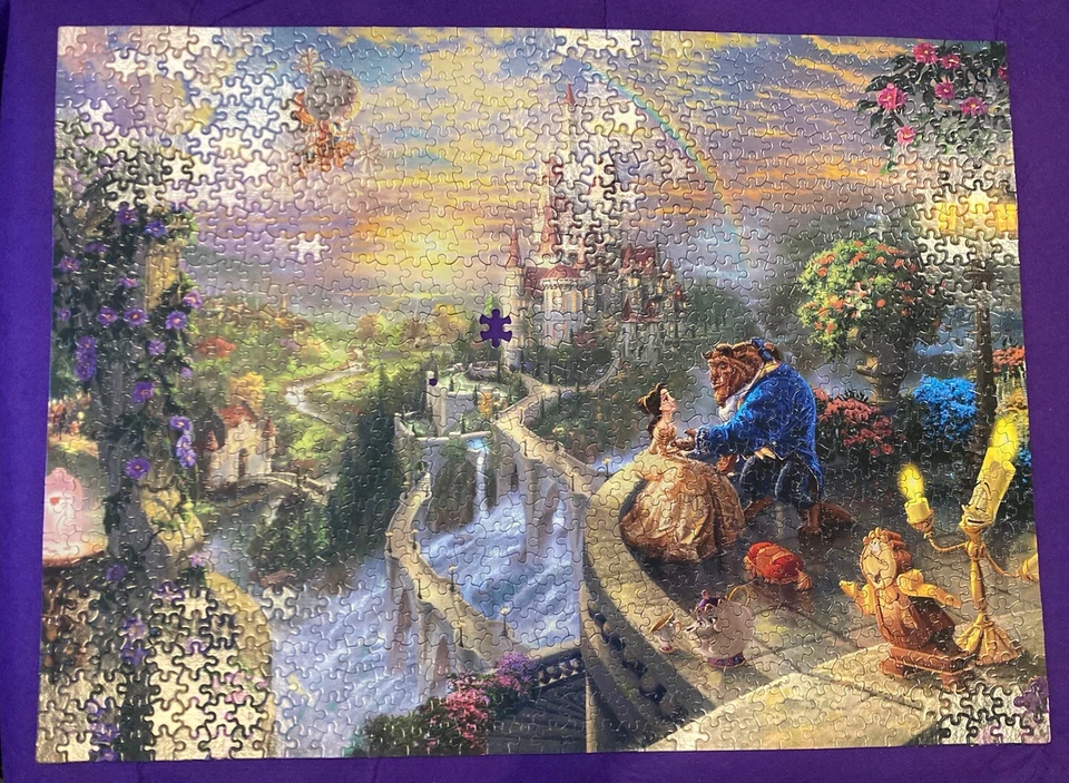 Disney Parks Thomas Kinkade Beauty & the Beast 1000 Piece Puzzle 1pc Missing - Image 2 of 4