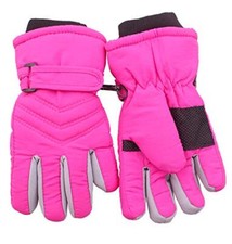 Kid's Boy Girl Fleece Winter Gloves Mittens Non Slip Riding 3-5Years Dark Pink
