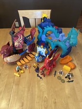 Imaginext Serpiente Barco Pirata Mar Isla Dragón Rojo Barco Dragón Lote de 3 Castillos