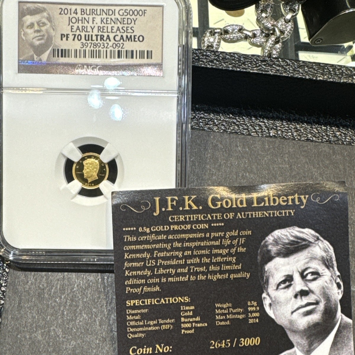 2014　ブルンジ共和国　5000フラン金貨　ケネディ　PF70　NGC鑑定 2014 ブルンジ共和国 5000フラン金貨 ケネディ PF70 NGC鑑定