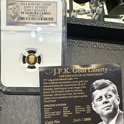 2014 Burundi G5000F FIRST DAY OF ISSUE REV PF70 Ultra Cameo GOLD