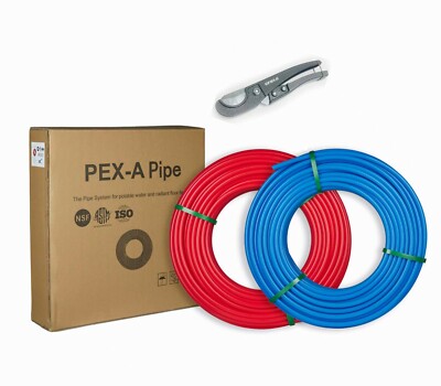 EFIELD 2 Rolls 3/4'' Pex-A Pipe/Tubing 2X300ft (600ft) Red & Blue & Pipe Cutter