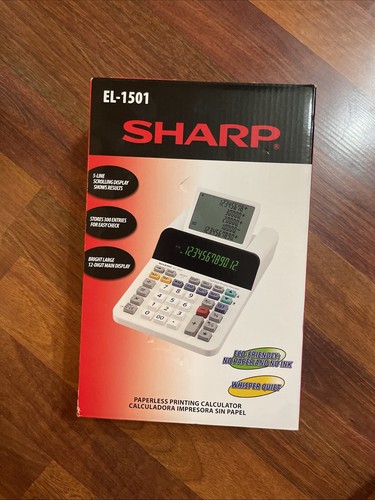 Sharp 12-Digit Cordless Paperless Printing Calculator Dual Display (EL-1501)