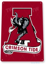 TIN SIGN Alabama Crimson Tide, Sports, Bar, Pub,  Roll Tide, Metal Décor, A204