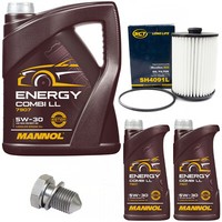 MotoröL Set Mannol Energy 5W-30 7 Liter + ÖLfilter + Schraube FüR VW Touareg 3.6
