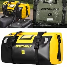 Waterproof Motorcycle Tail Bag 40/66L Travel Backpack Roll Top PVC Yellow/Black