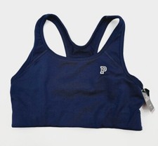 PINK Ultimate Victoria  s Secret Small Blue Unlined Racerback Varsity Sports Bra