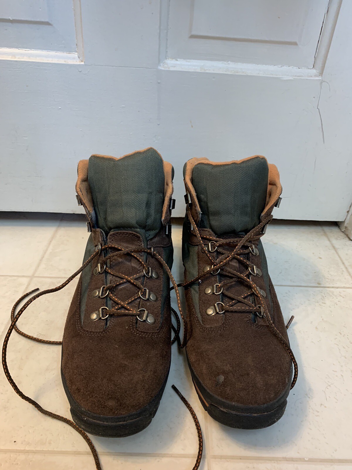 Timberland Mens Hiking Boots Size 10.5 Brown Suede Leather Nylon Trim