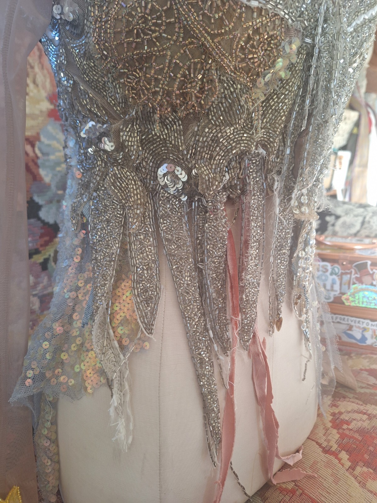 Vintage Inspired Patchwork Distressed Top Embelli… - image 9