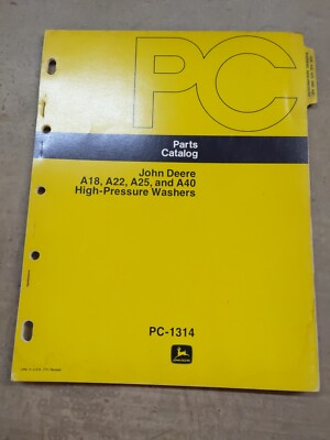 #ad John Deere A18A22A25A40 High Pressure Washers Parts Catalog PC 1314 $18.56