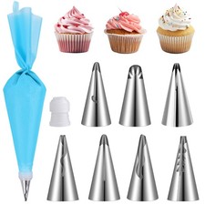 Reusable Pastry Bag Set Piping Bags Coupler Baking Decorating Tips 9 PCS