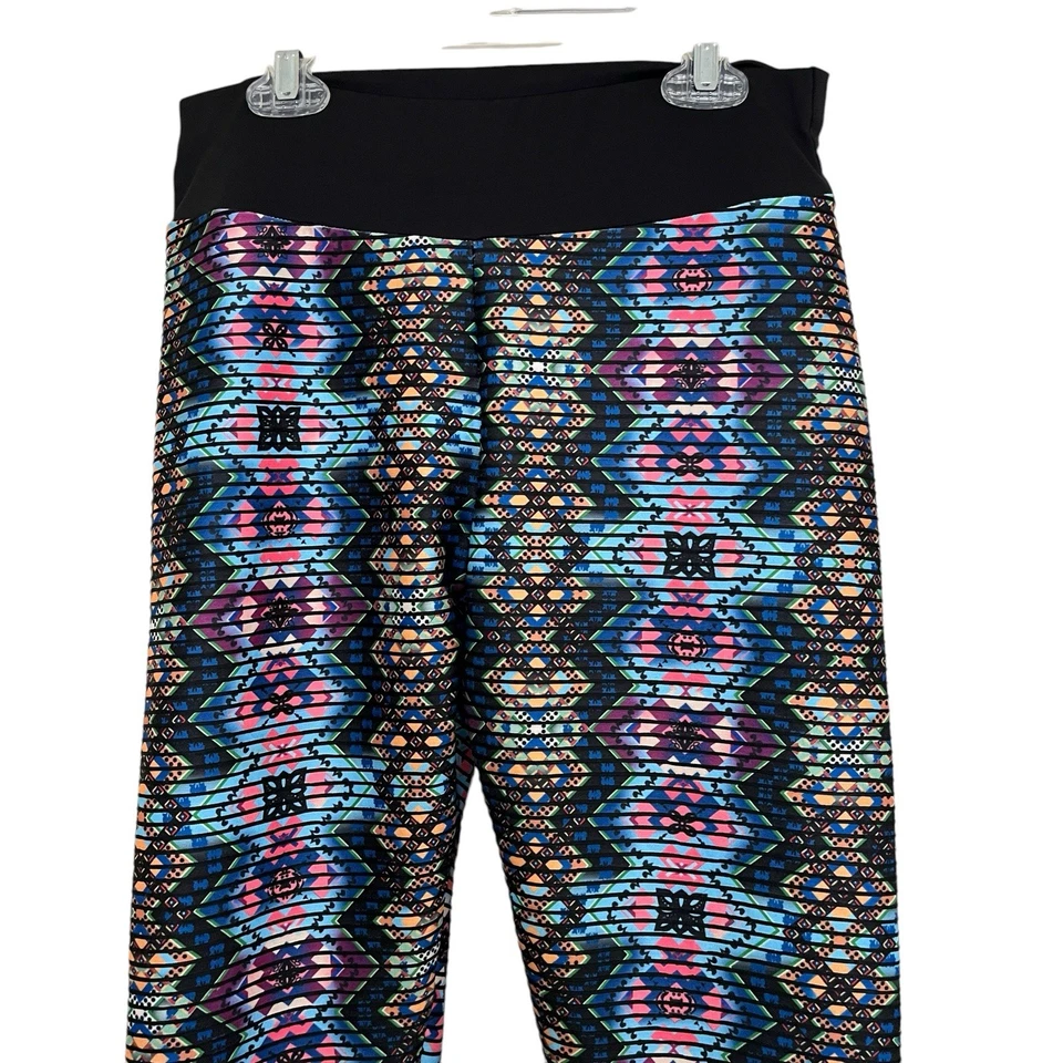 Leggings grandes con estampado azteca azul rosa crujiente botín levantamiento  Foto 2 de 4