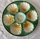 Antique French  Majolica oysters plate SALINS
