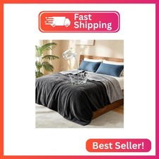 gogobunny Waterproof Blanket for Twin Bed, Reversible Flannel Throw, 60x80
