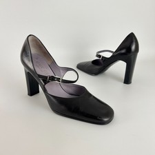 Gucci | Authentic Black Calf Leather Mary Jane Silver Buckle Heels (37C)