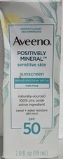 Aveeno Positively Mineral Sensitive Face Sunscreen SPF 50, 2 fl. oz..+
