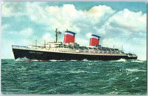 Vintage SS United States Steamship Sea Post Paquebot to USA Postcard P104