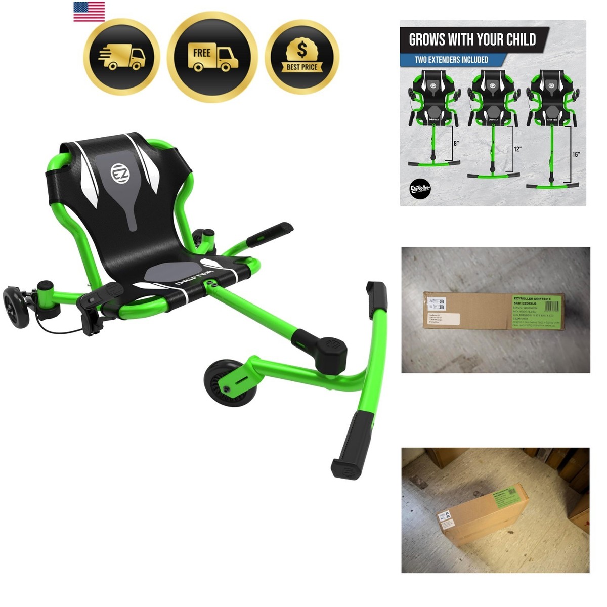 Drifter X Ride On Toy for Kids, Ages 4-12, Up to 154 lbs - Green