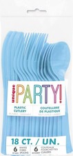 Powder Blue Solid Assorted Plastic Cutlery Classy & Elegant Flatware Design