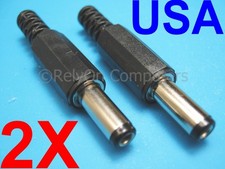Two 5.5mm x 2.5mm/2.1mm Coaxial DC Power Plug Solder Terminals 14mm Barrel CCTV