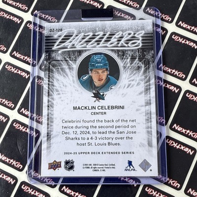 Upper Deck 2024-25 extended series Macklin Celebrini Blue Dazzlers