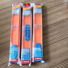 3 Hot Wheels, Track Builder System, Straight Track packs 12 ft total