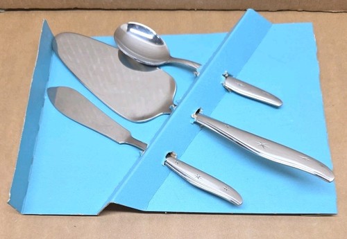 Marcrest Citation Hostess Set Torta Server Zucchero Burro Coltello Atomic Starburst Nuovo - Foto 1 di 3