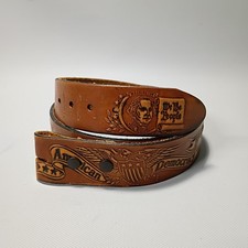 Vtg 1987 USA Constitution Bicentennial Belt Leather Brown Size M 34-38