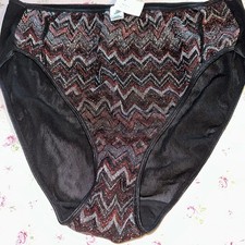 Vtg Panties Lame Silver Red Black Fashion Bug High Cut Leg 9 1X Nylon Metallic