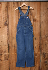 Vintage LEE Blue Denim Jean Bibs Overalls 28" Waist 27" Inseam - Made in USA