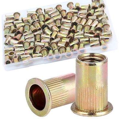 1/4 Rivet Nut, 115Pcs Carbon Steel Zinc Rivet Nuts 1/4-20, 1/4 20 Threaded Inser