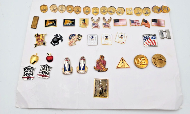 US Flags Eagle Military Apple 9/11 Heroes Postal Service Pins W/Back Lot.H333
