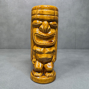 Double Sided Brown Ceramic Tiki Mug